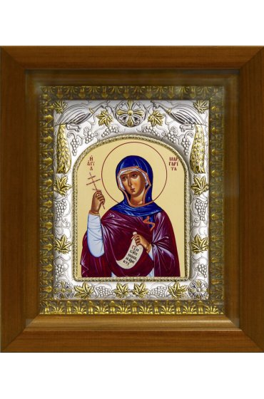 Икона Маргарита Антиохийская, 14x18 см, в деревянном киоте 20х24 см, арт вк-442