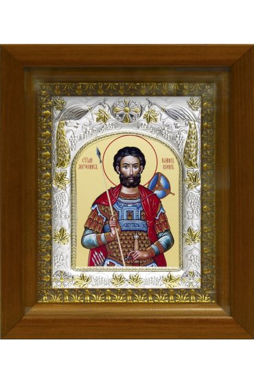 Икона Иоанн (Иван) Воин, 14x18 см, в деревянном киоте 20х24 см, арт вк-445