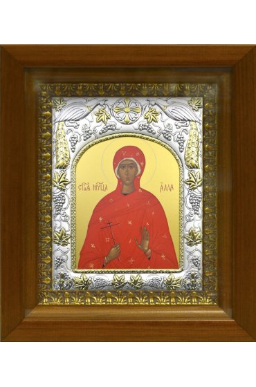 Икона Алла мученица, 14x18 см, в деревянном киоте 20х24 см, арт вк-453