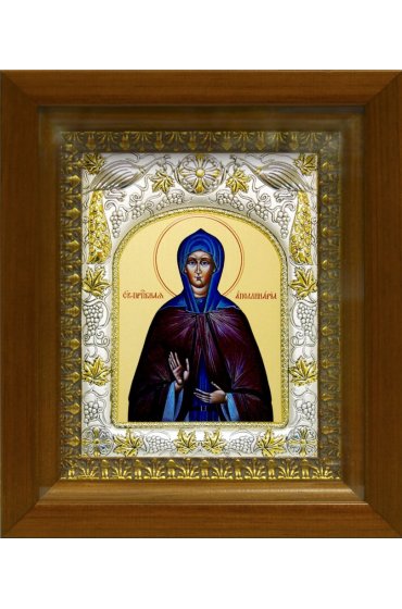 Икона Аполлинария, 14x18 см, в деревянном киоте 20х24 см, арт вк-454