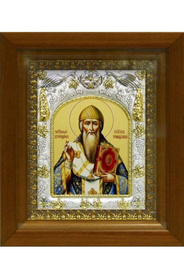 Икона Спиридон Тримифунтский святитель, 14x18 см, в деревянном киоте 20х24 см, арт вк-465