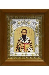 Икона Василий Великий, 14x18 см, в деревянном киоте 20х24 см, арт вк-466