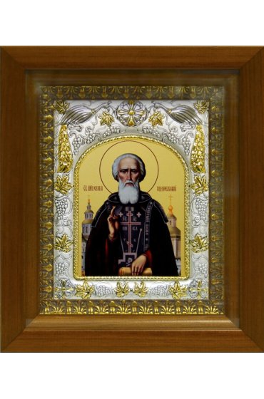 Икона Сергий Радонежский, 14x18 см, в деревянном киоте 20х24 см, арт вк-468