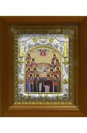 Икона Оптинские старцы, 14x18 см, в деревянном киоте 20х24 см, арт вк-475