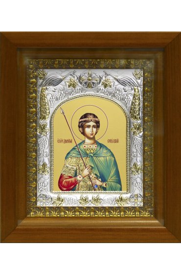 Икона Димитрий (Дмитрий) Солунский, 14x18 см, в деревянном киоте 20х24 см, арт вк-479
