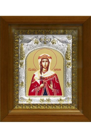 Икона Варвара великомученица, 14x18 см, в деревянном киоте 20х24 см, арт вк-480