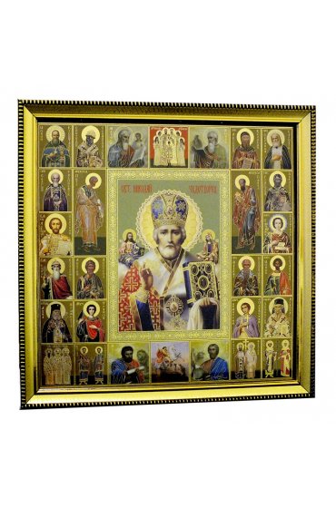 Икона Николай Чудотворец и Собор Святых (24 х 24 см), арт ВСР-103