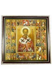 Икона Николай Чудотворец и Собор Святых (25 х 25 см), арт ВСР-206