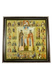 Икона Петр и Февронья и Собор Святых (25 х 25 см), арт ВСР-209