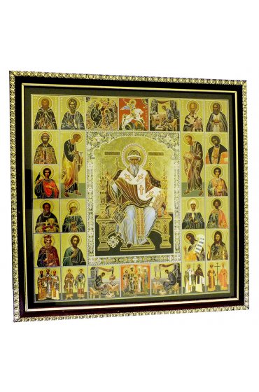 Икона Спиридон Тримифунтский и Собор Святых (25 х 25 см), арт ВСР-213
