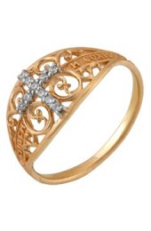 Кольцо Спаси и Сохрани золото 585 с фианитами, арт АЛМ-03