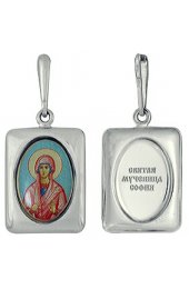 Нательная иконка София Мученица серебро 925 проба эмаль, арт АЛМП-004