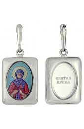 Нательная иконка Ирина Святая серебро 925 проба эмаль, арт АЛМП-020