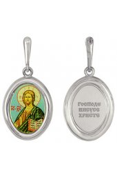 Нательная иконка Господь Вседержитель серебро 925 проба эмаль, арт АЛМП-021