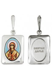 Нательная иконка Дарья Святая серебро 925 проба эмаль, арт АЛМП-045