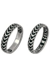 Кольцо Спаси и сохрани серебро эмаль темная, арт АЛМ-101