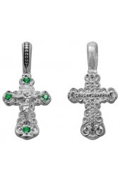 Крест нательный серебряный с фианитами, арт прК-1294