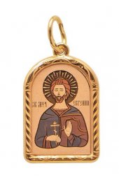 Нательная иконка Евгений серебро с позолотой, арт прП-1596