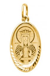 Нательная иконка Александра Царица серебро с позолотой, арт прП-1609