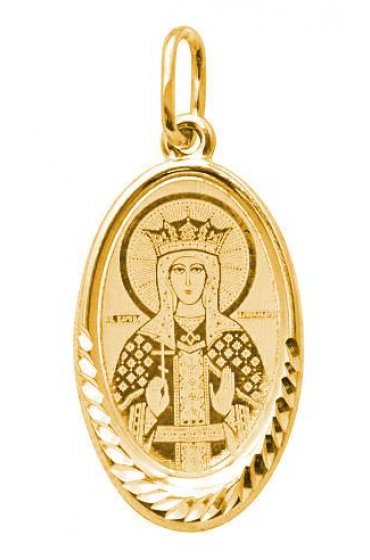 Нательная иконка Александра Царица серебро с позолотой, арт прП-1609