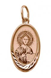 Нательный образок Господь Вседержитель серебро с позолотой, арт прП-1719