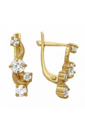 Серьги серебряные с позолотой и фианитами, арт прС-208