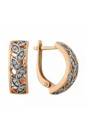 Серьги серебряные с позолотой и фианитами, арт прС-097