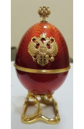 Яйцо Пасхальное латунь красная эмаль золото 999 пробы, арт РСЮ-196
