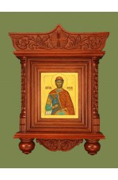 Киот малый аналойный простой резной дубовый с резными полуколонками, арт. SH-K12111-0