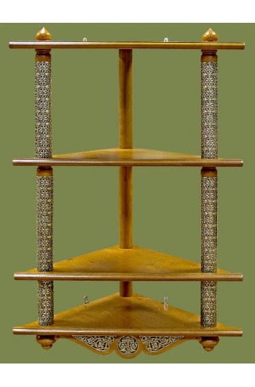 Полка для икон угловая четырехъярусная с басмой, арт Щ18119