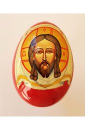 Яйцо пасхальное деревянное Спас Нерукотворный писаное, арт ИРГ-Я-04