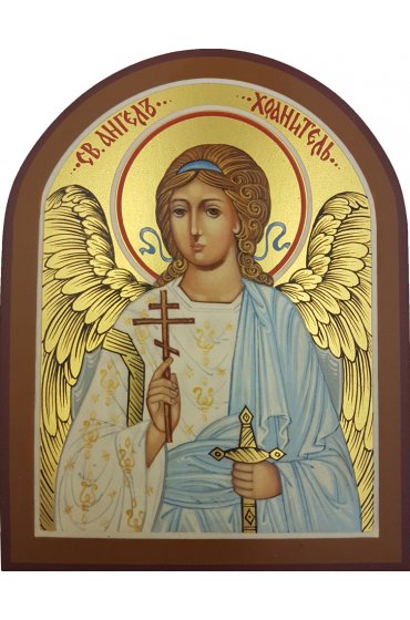 Икона Ангел Хранитель 10 на 13 рукописная арка, арт ИРГ-524