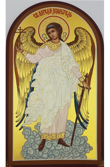 Икона Ангел Хранитель 14 на 24 см рукописная арка, арт ИРГ-550