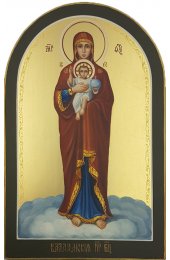 Икона Валаамская Божья Матерь 13,5 на 21,5 см рукописная арка, арт ИРГ-553