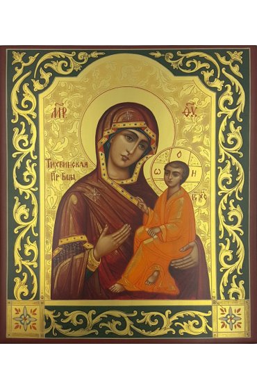 Икона Тихвинская Божья Матерь 18 на 22 см рукописная, арт ИРГ-566