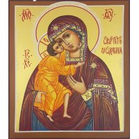 Икона Феодоровской Божией Матери 15 на 18 см рукописная, арт ИРГ-574