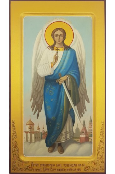 Икона Ангел Хранитель 18 на 33 рукописная в ковчеге, арт ИРГ-528