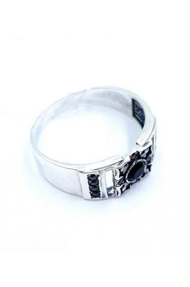 кольцо серебряное с черным фианитом, арт ТС-К-231