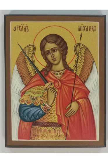 Икона Архангел Михаил 10 на 13 см рукописная , арт ИРГ-506