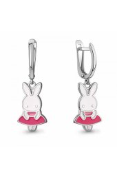 Серьги серебро с эмалью детские, арт прС-248