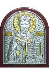 Икона Николай Чудотворец, 7*8,5 см, серебряная с золотом, арт ГЛБ-130
