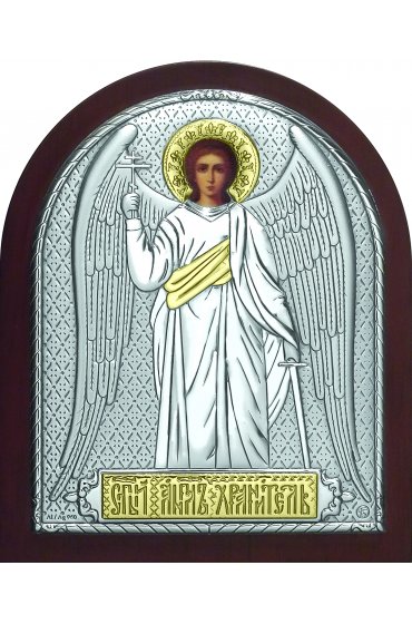 Икона Ангел Хранитель 12*16 см, лик, серебряная с золотом, арт ГЛБ-002