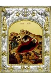 Икона Рождество Христово серебро, арт вк-133