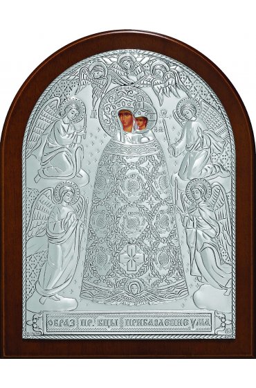 Икона Божья Матерь Прибавление Ума 16*12 см серебряная, лик, арт ГЛБ-060