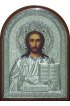 Икона Спаситель 34*25 см серебряная с гранатами арт ГЛБ-110