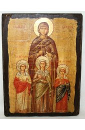 Икона Вера, Надежда, Любовь и мать их София под старину (17 х 23 см), арт IDR-049