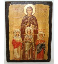 Икона Вера, Надежда, Любовь и мать их София под старину (17 х 23 см), арт IDR-049