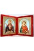 Икона-складень Божья Матерь Неупиваемая Чаша и Пантелеймон Целитель (15*18 см), арт IDR-359