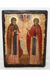 Икона Петр и Феврония Муромские под старину (17 х 23 см), арт IDR-041
