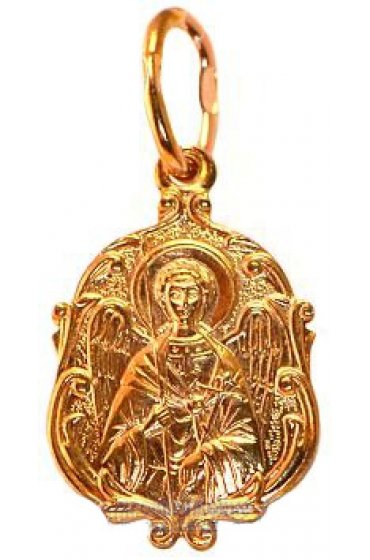 Нательная иконка Ангел Хранитель серебро с позолотой, арт прП-1461